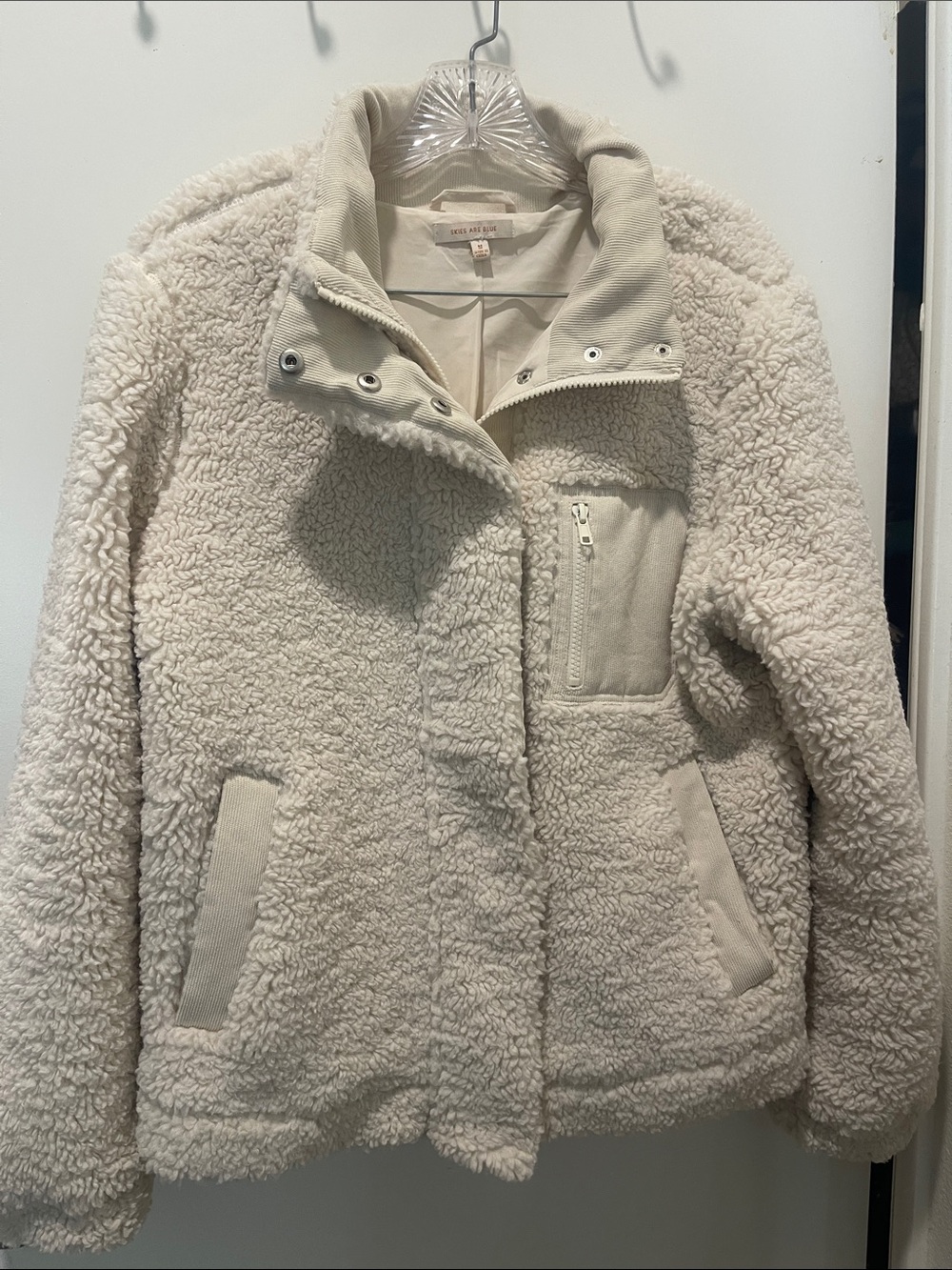 Skies Are Blue Cream Teddy Sherpa Jacket